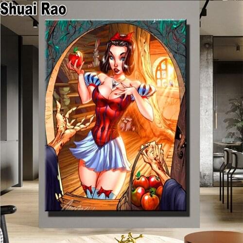 5d diy diamond embroidery Poison apple princess full square round drill diamond painting mosaic kit Diamond Mosaic Cartoon home