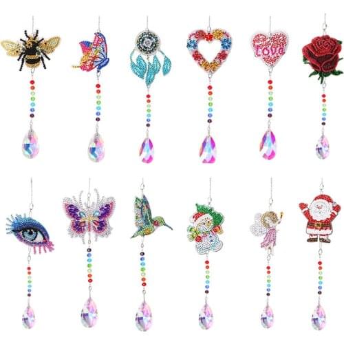 DIY 5D Diamond Painting Mosaic Sun Catcher Jewelry Kit Rhinestone Wind Chime Window Garden Wall Hanging Room Decoration Crafts