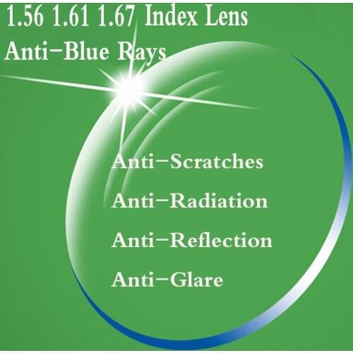 1.56 1.61 1.67 Index Anti-Blue Rays Aspheric Prescription Eyeglasses Lens Myopia Presbyopia Optical Lenses For Eye Glasses YQ168