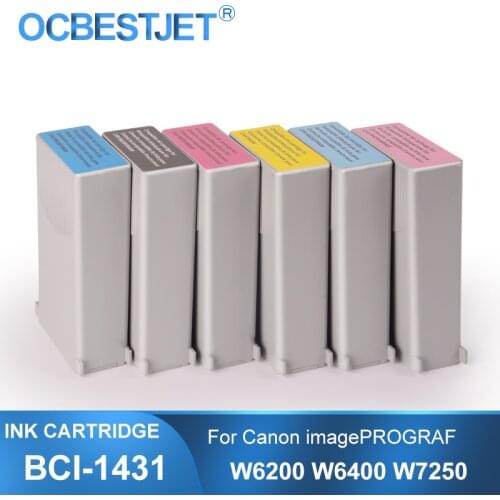 BCI-1431 130ML Compatible Ink Cartridge With Full Pigment Ink For Canon imagePROGRAF W6400 W6200 W7250 Printer 6Colors/Set