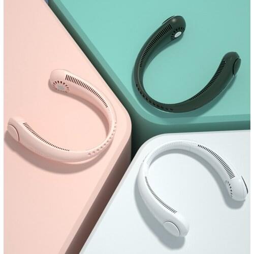 No Leaf Hanging Neck Fan USB Charging Lazy Mute Mini Student Hanging Neck Small Fan Wearable Neck Fan