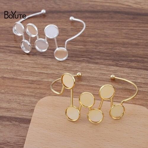 BoYuTe (5 Pieces/Lot) Metal Line Twisted Bracelet Base with 12MM Cabochon Blank Tray Diy Handmade Jewelry Materials