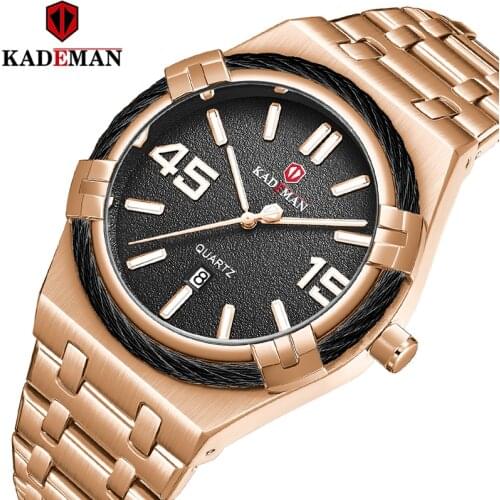 KADEMAN Mens Quartz Business Stainless Steel Wristwatches Army Military Sports Waterproof Date Male Clock Relogio Masculino