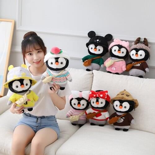 30cm Cartoon Cute Penguin Cosplay Dress Up Plush Toys Stuffed Lovely Animals Doll Soft Baby Pillow for Kids Girls Birthday Gift