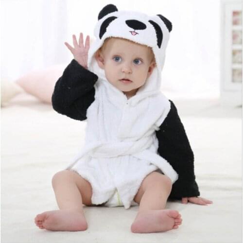 Baby Bathrobe Children Kids Pajamas Panda Bath Robe Baby Homewear Boys Girls Hooded Robe Beach Towel