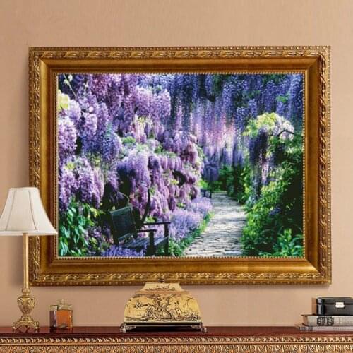 Purple Garden Scenery romantic Crafts Sewing 14CT Counted Needlework Cross stitch Embroidery kits Cross-Stitch wall decor