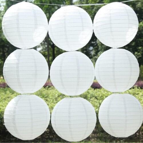5pcs/lot 12 Inch 30cm White Paper Lanterns For Birthday Party Baby Shower and Wedding Decoration Hanging Paper Lanterns