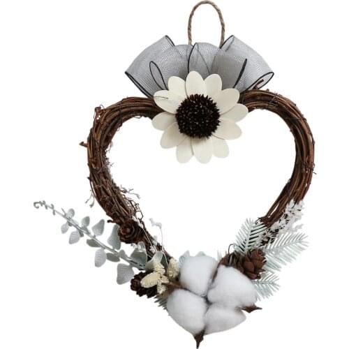 Heart Shape Rattan Garland Home Door Decoration Kapok Wedding Accessories Decorative enfeites para casa decoracao T368