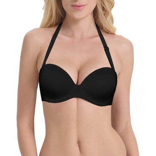 Vgplay Cotton Bra Black Thin Cup Solid Lingerie Halter Transparent Straps Underwear Strapless Convertible Multiway Brassiere