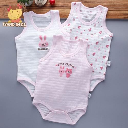 3pcs Baby Bag Fart Summer Pure Cotton Vest Clothes Baby Boy Sleeveless Bodysuit 2019 New Clothes Newborn Girl Climbing Pajama