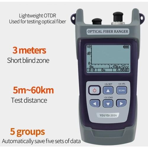 Mini OTDR YYS-305N 1550nm 18dB +VFL 60KM Fiber Optic Optical Fiber Reflectometer Built in VFL with FC SC Touch Port