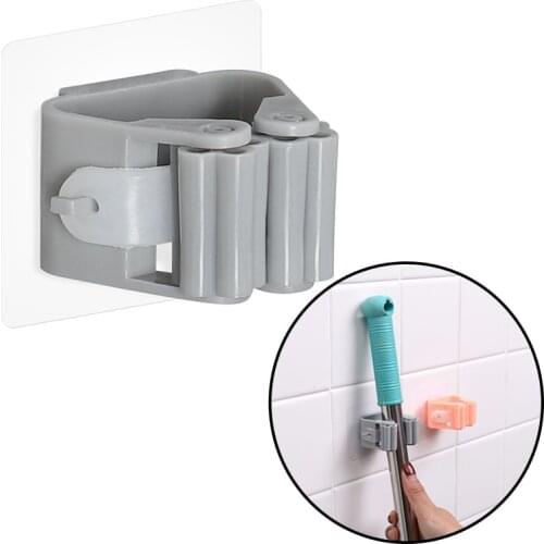 Bathroom Adhesive Multi-Purpose Hook Wall Mounted Mop Organizer Holder RackBrush Broom Hanger Hook Kitchen Bathroom Strong Hooks