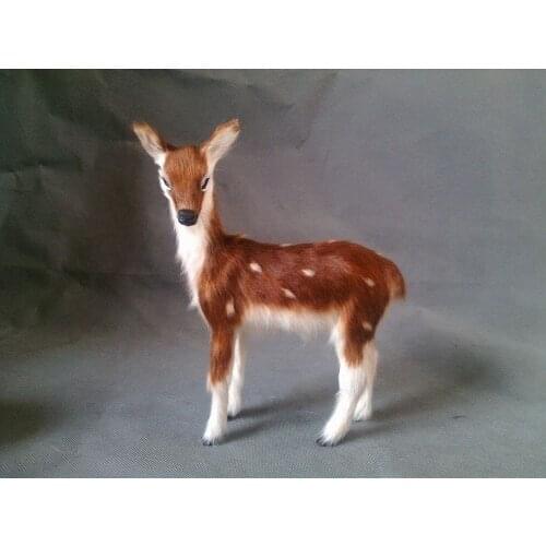 New female sika deer hard model toy,polyethylene&furs simulation deer toy about 13x15cm 0810