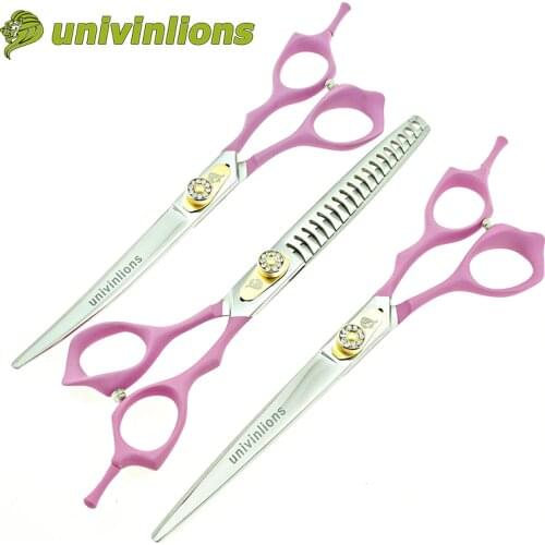 7" pink rubber handle pet scissors dog grooming scissors trimming dog clippers professional animal clippers dog hair clippers