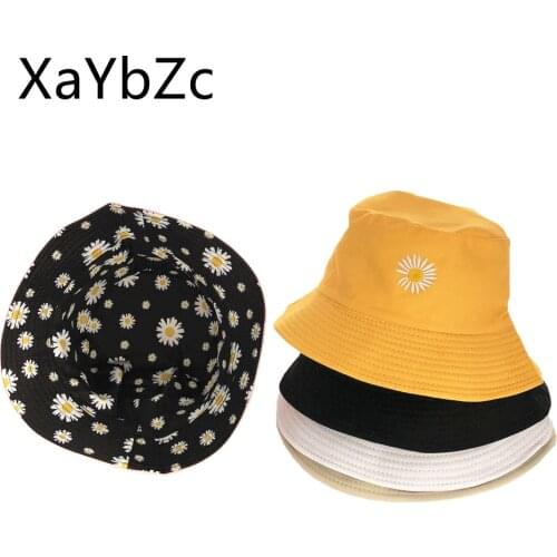 Summer Daisies Bucket Hat Women Fashion Cotton Beach Sun Hats Reversible Bob chapeau Femme Floral Panama Hat Fisherman Hat
