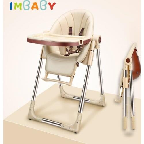 IMBABY Portable Children HighChair Multifunctional Baby Eating Seats Feeding Chair Adjustable Folding Chairs Food Tray Included