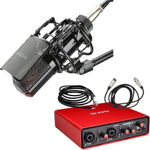 Takstar PC-K850 large gold plated diaphragm capsule recording microphone and ICON Mobile U sound card set for live broadcast