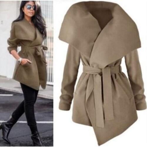 Brieuces 2019 Spring Autumn Fashion Jacket Coat Women Large Lapel Solid Overcoat Long Sleeve Pockets Casual Outerwear Black/Grey
