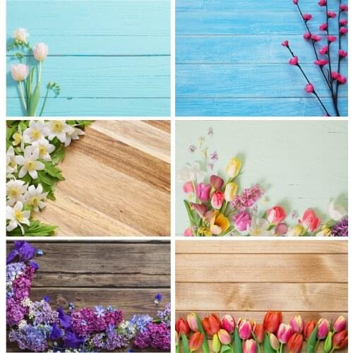Vinyl Custom Photography Backdrops Props Flower Wood Planks Photo Studio Background 2183 KLZ-17