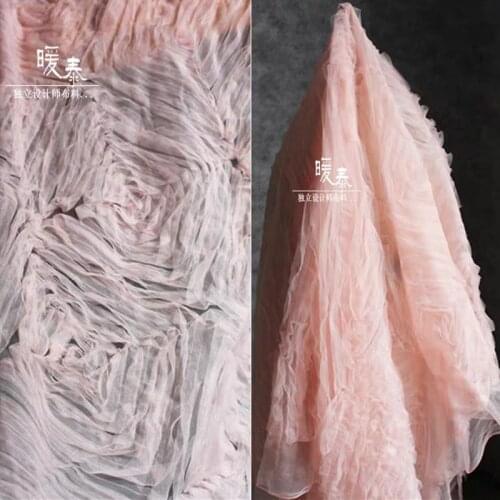 New Embroidered Tulle Fabric French Flowers Disc Pattern DIY Patches Stage Decor Gown Skirt Wedding Dress Designer Fabric