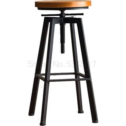 Iron bar chair industrial wind rotating bar stool household lifting bar chair solid wood high chair high bar stool