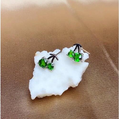 Natural green diopside earrings S925 silver Natural gemstone earring women grace Lovely Music note girl gift party fine jewelry