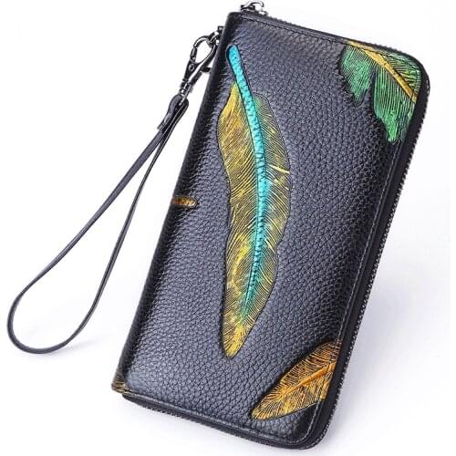 Luxury Designer Womens Wallet Genuine Leather Long Wallets Vintage Female Purse Coin Pouch Cards Clutch Large Capacity Hand Bag