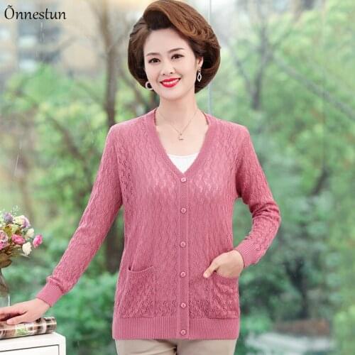 Sweater Women Autumn Spring Long Sleeve Sweater Cardigan Korean Style Outerwear Single-breasted Thin Hollow Knitwear Cardigans