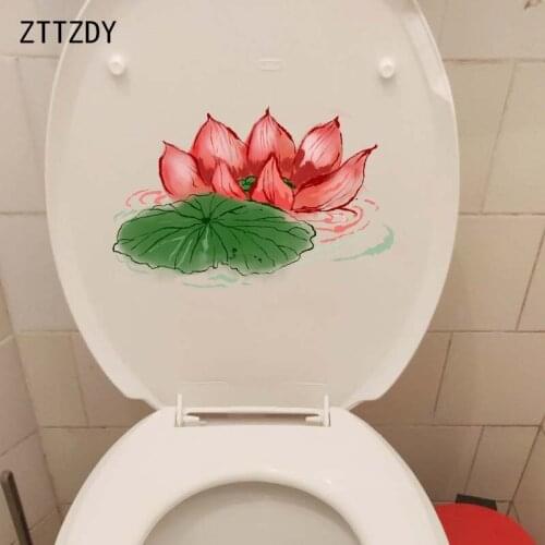 ZTTZDY 23*15CM Water Lotus Flower Creative Bathroom Decor Toilet Sticker Home Wall Decals T2-0421