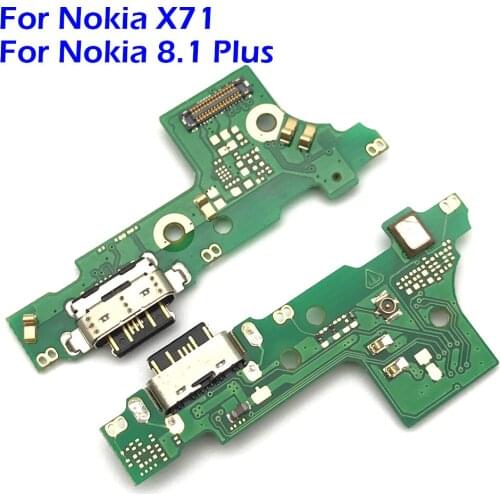 10 Pcs/Lot, Dock Connector Micro USB Charger Charging Port Flex Cable For Nokia X71 / 8.1 Plus With Microphone Board