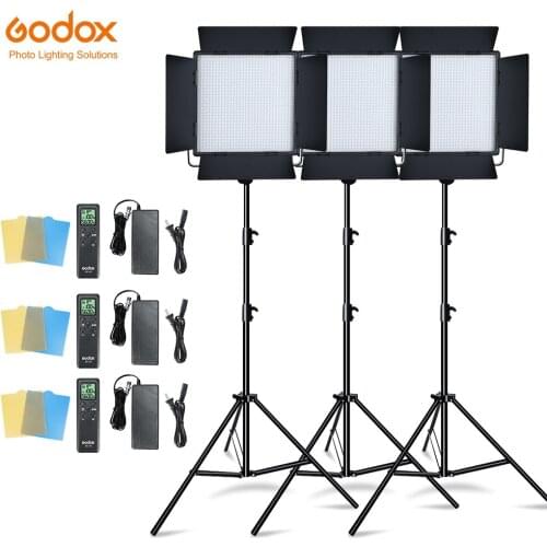 3PCS Godox LED1000W 5600K LED Light Kit with 3PCS 2.8m Light Stand Video Continuous Light Kit for Childrens Video
