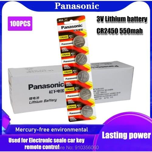 100PCS Panasonic CR2450 Button Batteries KCR2450 5029LC LM2450 Cell Coin Lithium Battery 3V CR 2450 For Watch Electronic