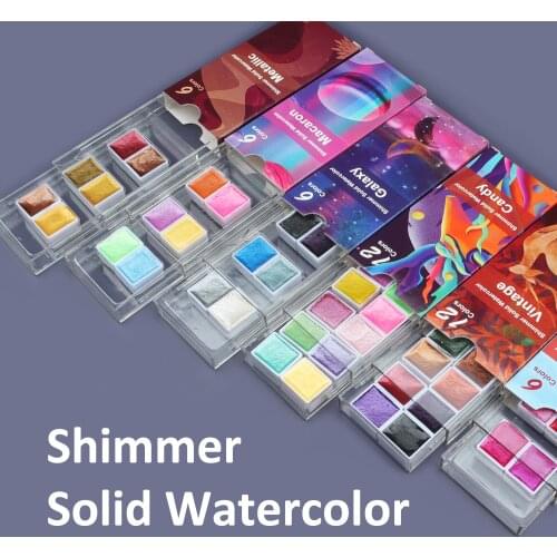 Seamiart 6/12 Watercolor Paint Set Metallic Glitter For Artists School Stationery Graffiti Tool Solid Pigment Art Supplies