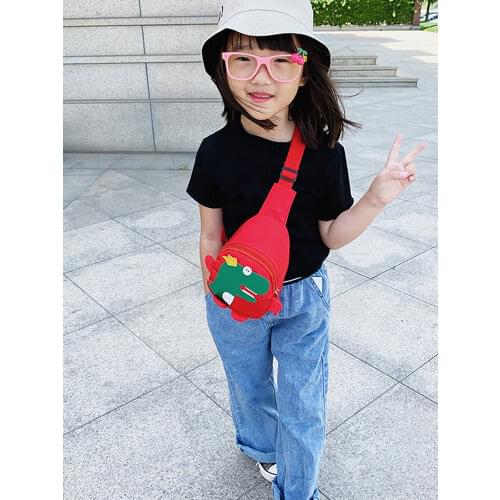 Childrens pockets girls boys cute funny cartoon dinosaur chest pockets childrens pocket wallets baby zipper pocket pockets