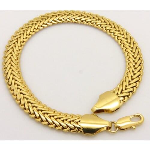 Herringbone Bracelet Chain Yellow Gold Filled Womens Mens Wrist Bracelet 22cm Long