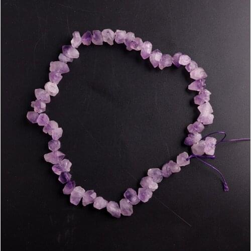 3pcs Natural Raw Mineral Purple Crystal Quartz Amethysts Hand Cut Nugget With Hole Free Form Rough Matte Faceted Beads Jewelry