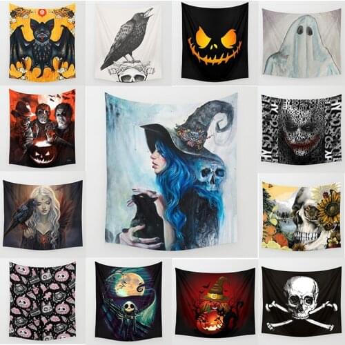 Hollween switch ghoul skull bat wall art tapestry background wall decoration square polyester peach skin wall hanging tapestry