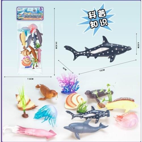 Simulation Marine Model Animal Set Great White Shark Megalodon Dolphin Shark Toy Children Solid Plastic Ornaments