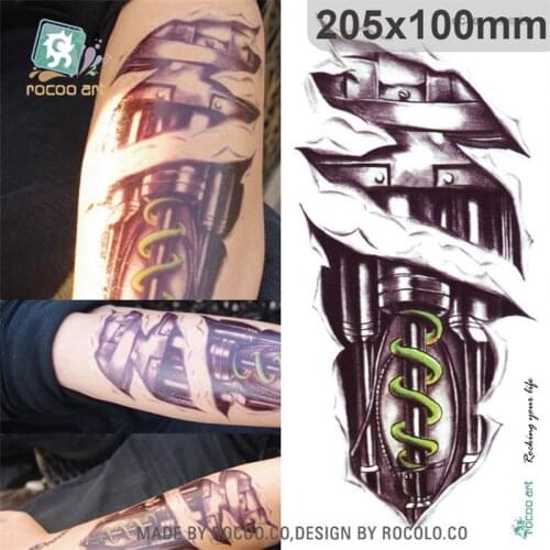 Individuality waterproof temporary tattoos for boy men 3D mechanical arm design large tattoo sticker Free Shipping QC602