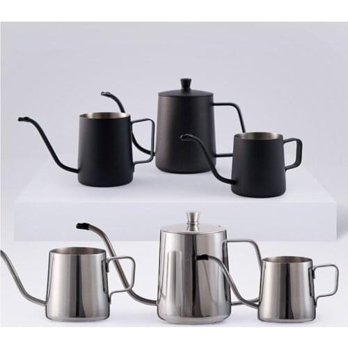 Drip Kettle 600/350/240ml Coffee Pot Non-stick Coating Food Grade Stainless Steel Gooseneck Drip Kettle Swan Neck Thin Mouth