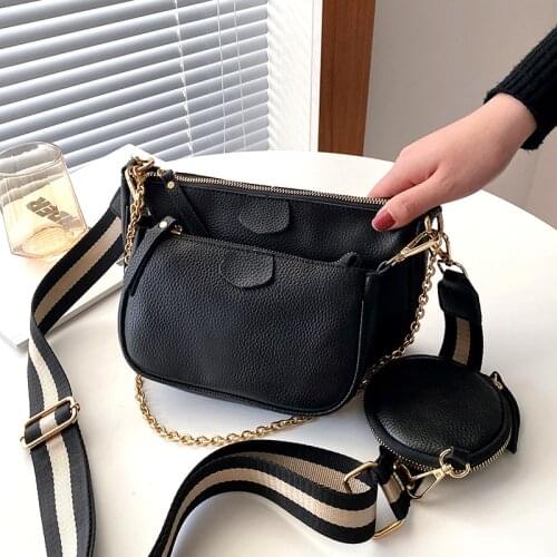 3pcs Sets Women Handbag High Quality Luxury Cowhide Messenger Pack Ladies Chain Shoulder Crossbody Bag Purse Bolsa сумка женская