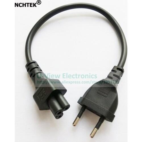 Short Travel Power Cord Europe 2Pin Male to IEC C5 3Pin Female Power Cord For Notebook Power Supply/Free DHL Shipping/100PCS