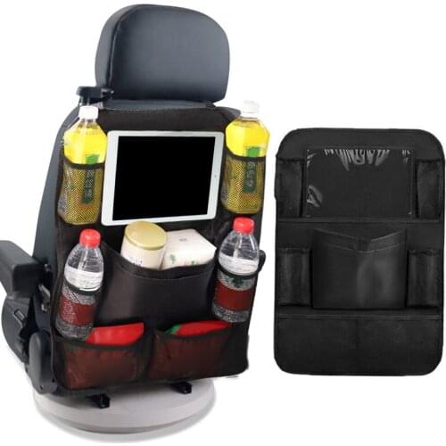 Multi Pocket Car Backseat Organizer Bag with Touch Screen Tablet Phone Holder Automotive Seat Back Hanging Pouch