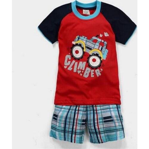 New Fashion Summer Baby Boys 2-7 Year Clothing Sets Childrens Clothes Pajama Suits Baby Sleepwears Suits Kids Cotton Shirts+Shor