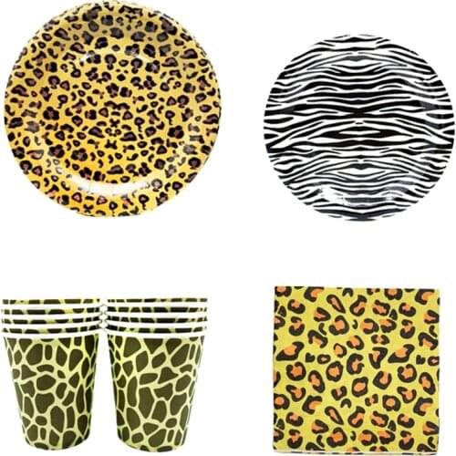 Jungle Safari Animal Party Disposable Tableware Paper Plate Cup Napkin Baby Showerr Kids Birthday Party Decoration Supplies