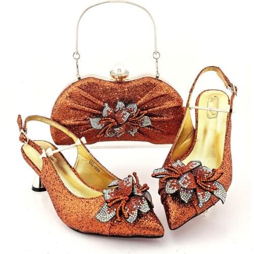OLOMM new Italian Matching Shoes and Bag Set African Wedding Shoe and Bag Set Italy Shoe and Bag Set Women for weeding !TX-36