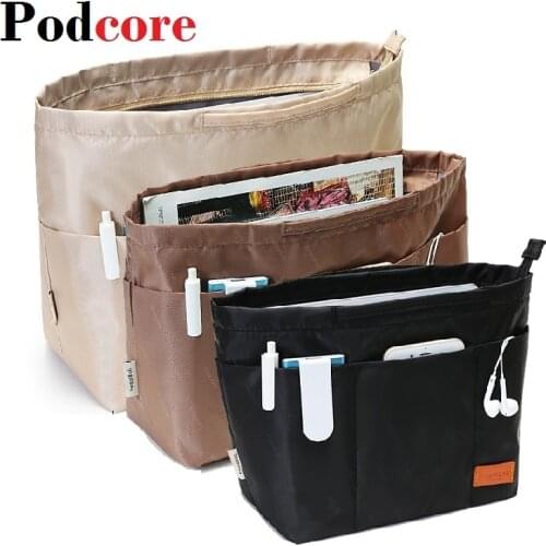 Organizer handbags Organiser Bag in Bag Insert Brown Coffee Black Color Bagsinbag Organizador de Maquillaje Neceser Mujer