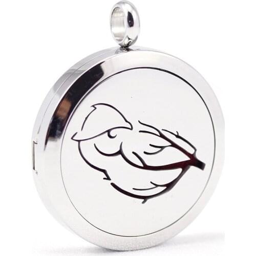 30mm stainless steel bird design aromatherapy aroma essential oil diffuser necklace