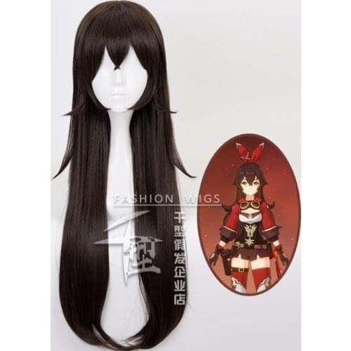 Amber Wig Dark Brown Wig Game Genshin Impact Project Cosplay Hair Synthetic Cosplay Wig 80cm