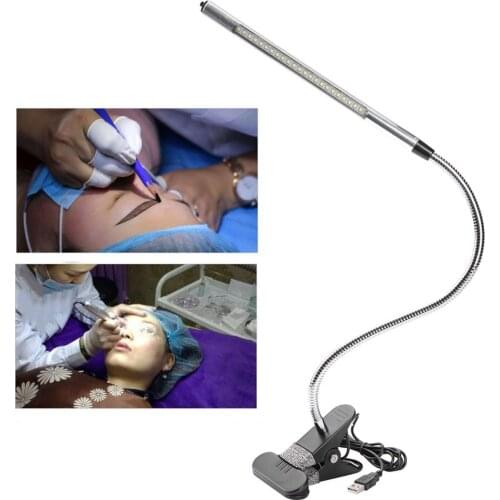 Portable USB LED Clip Table Lamp Adjustable Desk Light for Tattoo/Manicure/Makeup Black Nail Art Skin Care Salon Beauty Tools